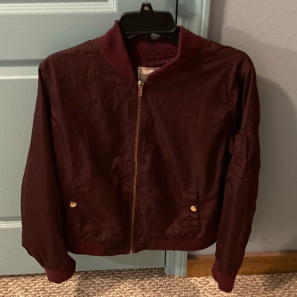 Angel Kiss Los Angeles  Maroon/Burgundy Bomber Windbreaker Jacket-Size LG-EUC